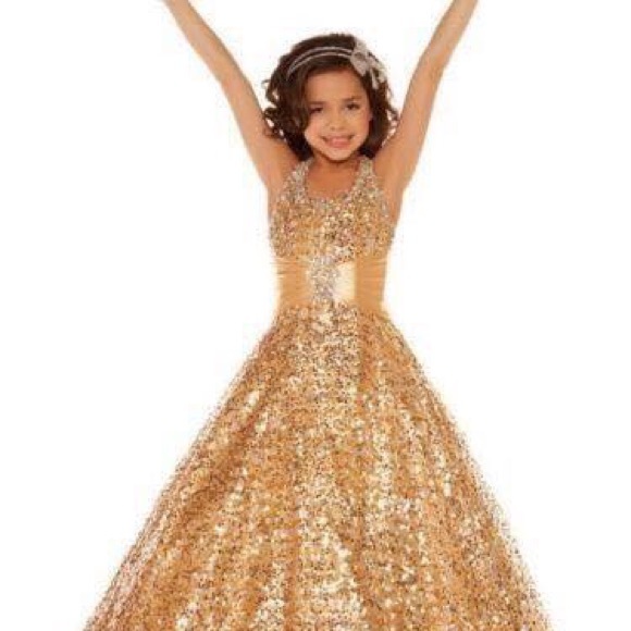 Other - Gold Sequin Halter Pageant Dress